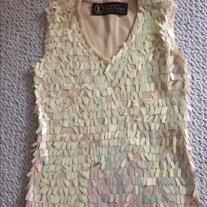 Evening ribbed tank top stretchy sequin pieces shimmery Mary lides